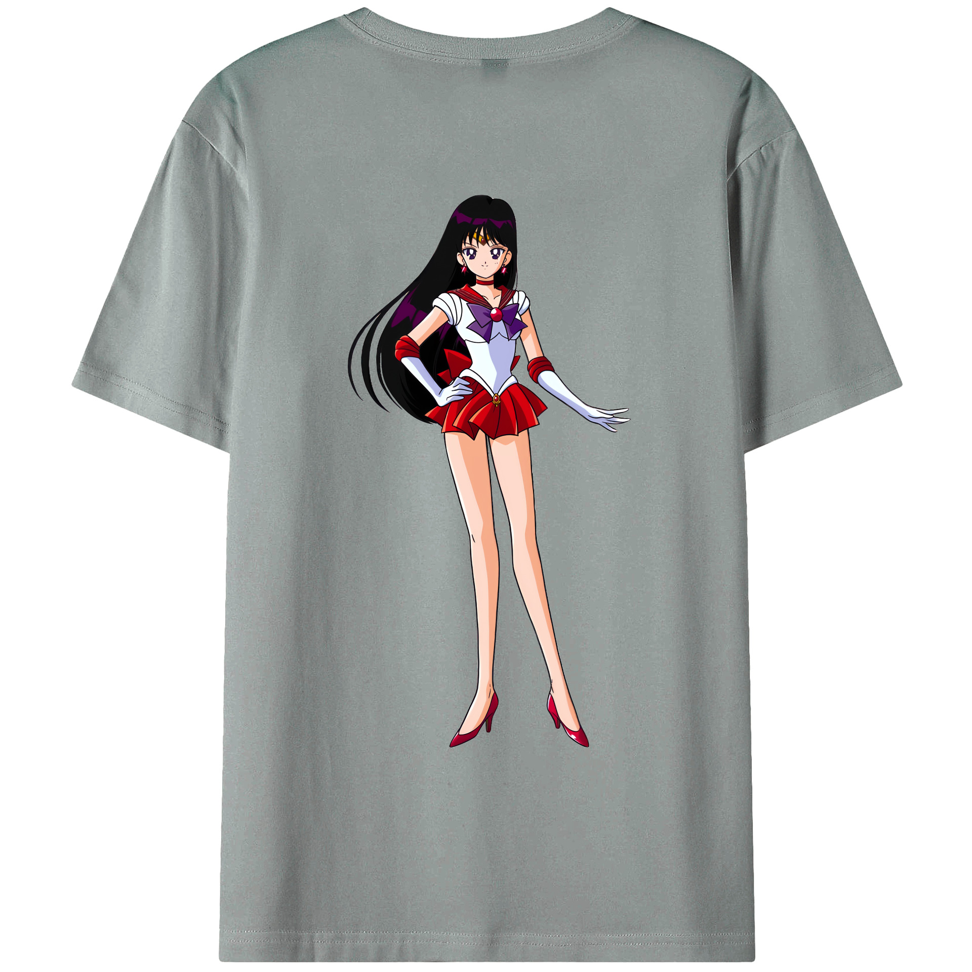（画像用） 美少女戦士セーラームーン 火野レイ ひの レイ Sailor Moon Hino Rei （セーラーマーズ,Sailor Mars） 綿100％ メンズ半袖Tシャツ（バックプリント） 通気性